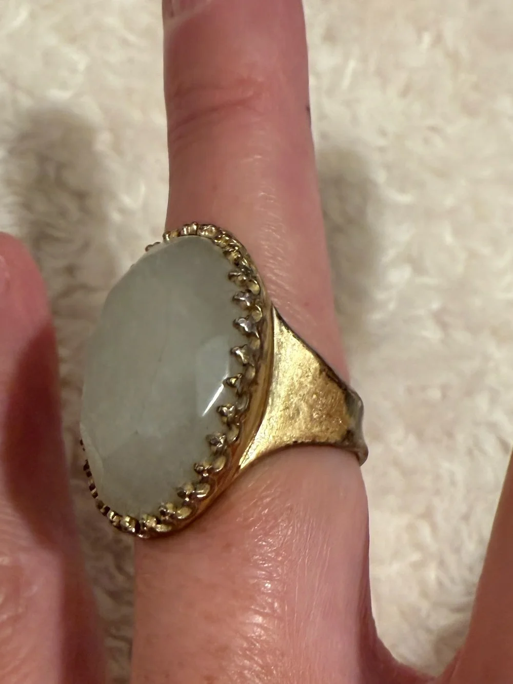 Elegant Gold-Trim Oval Cocktail Ring - Women's Jewelry